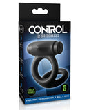 Sir Richards Control Vibrating Silicone Cock & Ball C-ring - Black