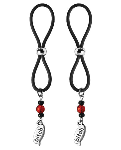 Bijoux De Nip Nipple Halos Bitch Charm - Red-black