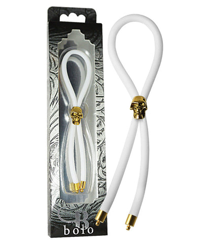 Bolo Silicone Lasso & Gold Skull Slider W/gold Tips