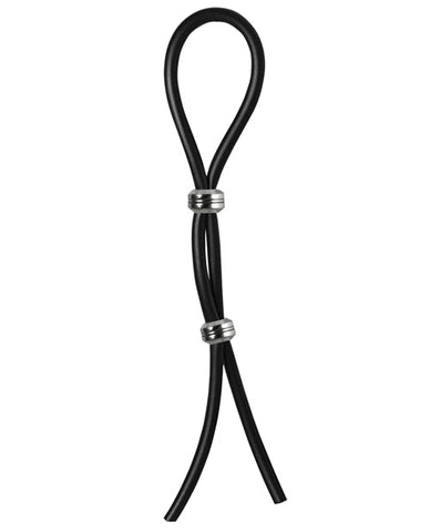 Bolo Double Silicone Lasso W-two Silver Beads - Black