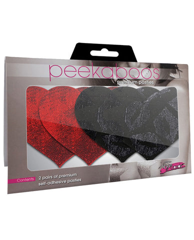 Stolen Kisses Hearts - Red & Black  Pack Of 2