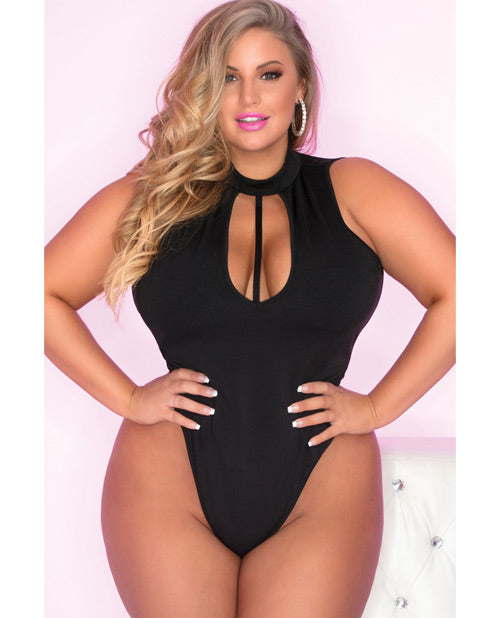 Pink Lipstick Taking Risks Choker Budysuit Black