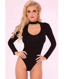Pink Lipstick Choker Plunge Bodysuit