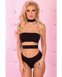 Pink Lipstick Body Bandage Bodysuit Black