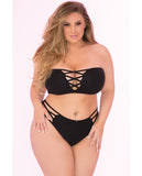 Pink Lipstick Truth Or Bare 2pc Bra Set Black 1x