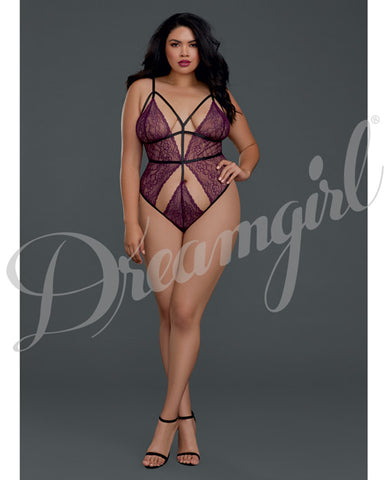 Strappy Lace Teddy Sparkling Grape Qn