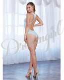 Sheer Lace Teddy W-open Back Light Blue O-s