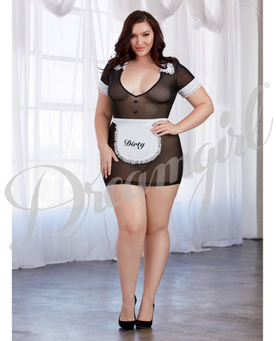 Made Me Dirty Sheer Chemise W/apron Black/white