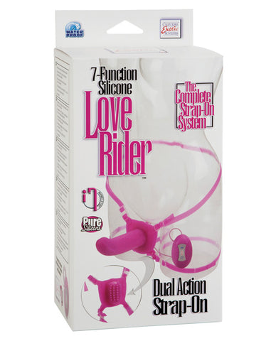 Silicone Love Rider Dual Action Strap On -7 Function  Pink