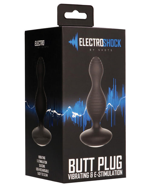 Shots Electroshock Vibrating Butt Plug - Black