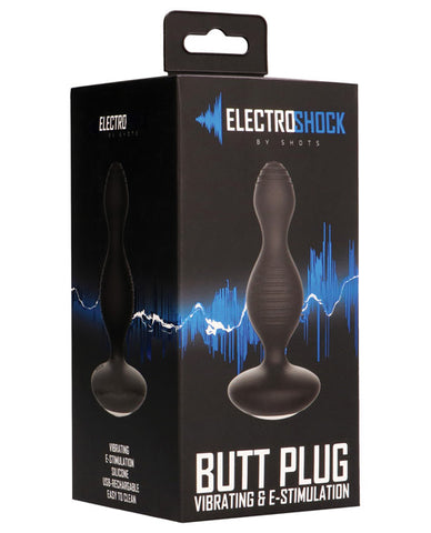 Shots Electroshock Vibrating Butt Plug - Black