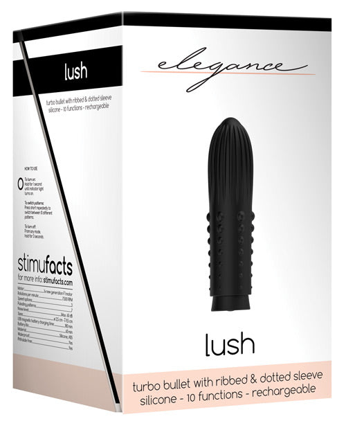 Shots Elegance Lush Rechargeable Bullet - 10 Funtion Black