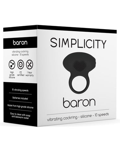 Shots Simplicity Baron Vibrating Cockring - 10 Speed Black