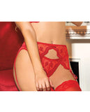 Scalloped Embroidery Garterbelt W/adjustable Front & Back Garters O/s