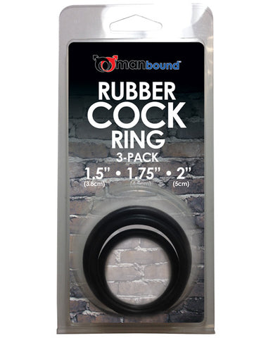 Manbound Rubber Cock Ring - Pack Of 3