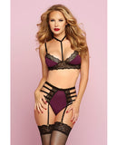 Galloon Lace & Microfiber Bra W/adjustable Straps & High Waisted Panty O/s