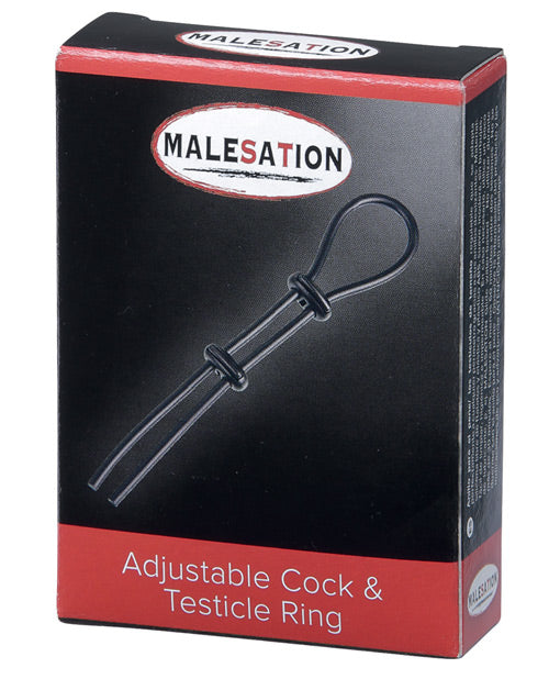 Malesation Adjustable Cockring & Testicle Ring - Black