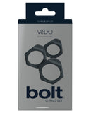 Vedo Bolt C Ring Set - Just Black Pack Of 3