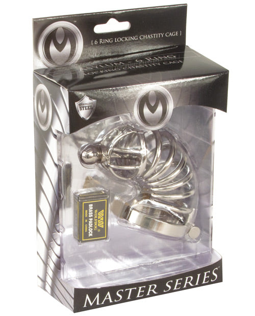 Master Series 6 Ring Locking Chastity Cage