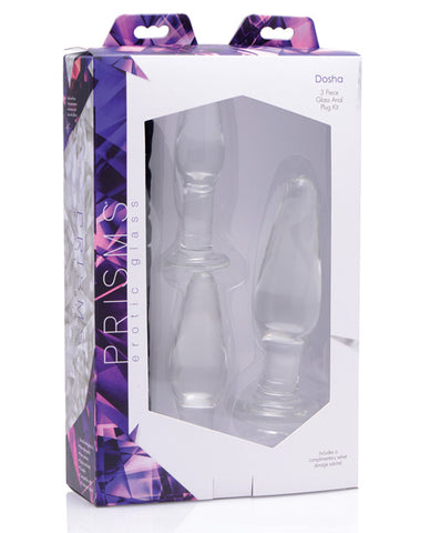 Prisms Erotic Glass Dosha 3pc Glass Anal Plug Kit