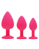 Frisky Pleasure 3pc Silicone Anal Plugs W/gems -