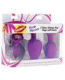 Frisky Pleasure 3pc Silicone Anal Plugs W/gems -